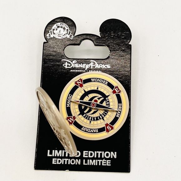 Disney Parks Captain Mickey Mouse Compass Pin. Hinged On Card. Never Removed. - Picture 2 of 3